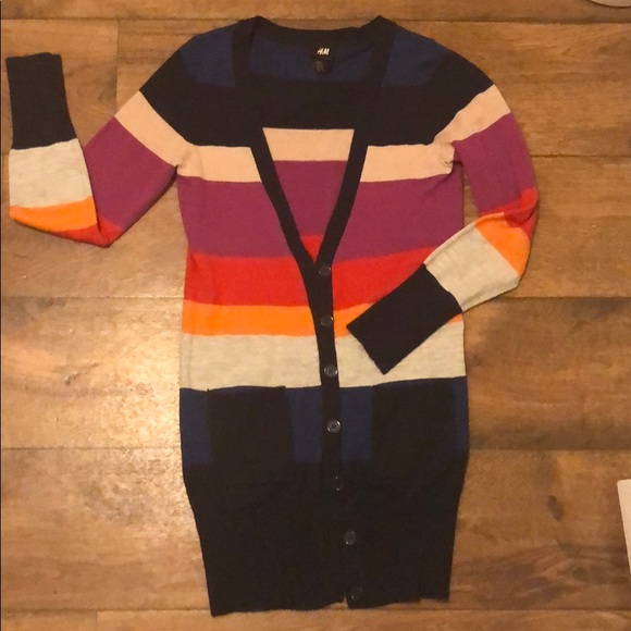 H&M long striped cardigan. Size XS - Picture 1 of 1